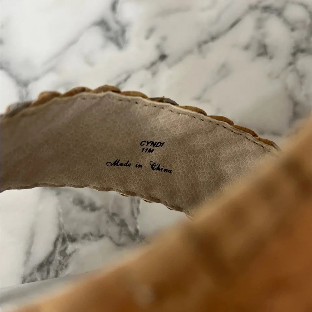 Donald J. Pliner Tan Woven Cork Platform Wedges